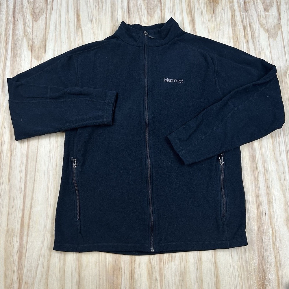 Marmot Jacket Mens XXL 2XL Black Fleece Full Zip Outdoor Pockets Long Sleeve